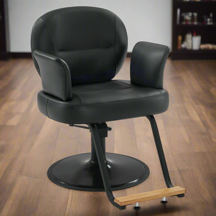 Black Salon Chair, Breathable Pvc Leather Beauty Chair For Hair Stylist 3082