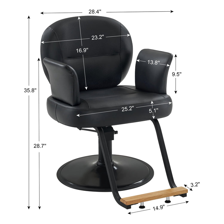 Black Salon Chair, Breathable Pvc Leather Beauty Chair For Hair Stylist 3082