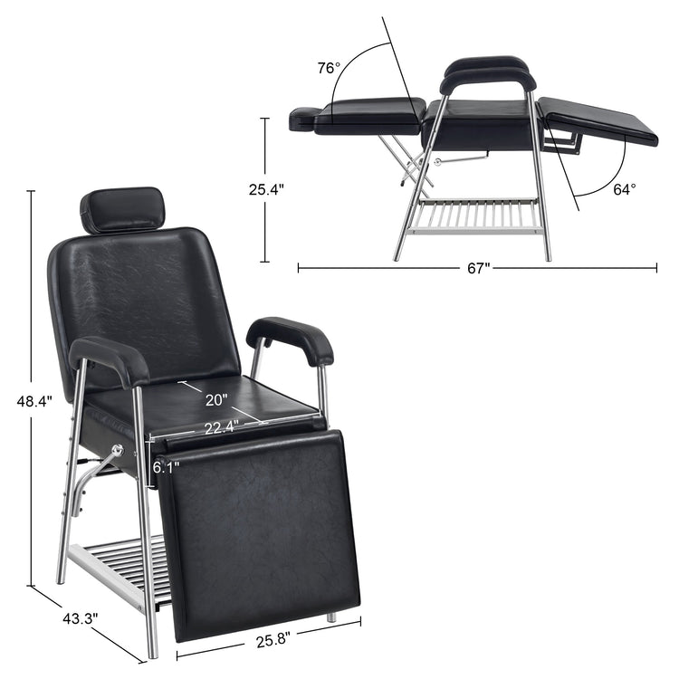 Professional Tattoo Chair With Headrest Massage Bed With Storage Shelf 2767