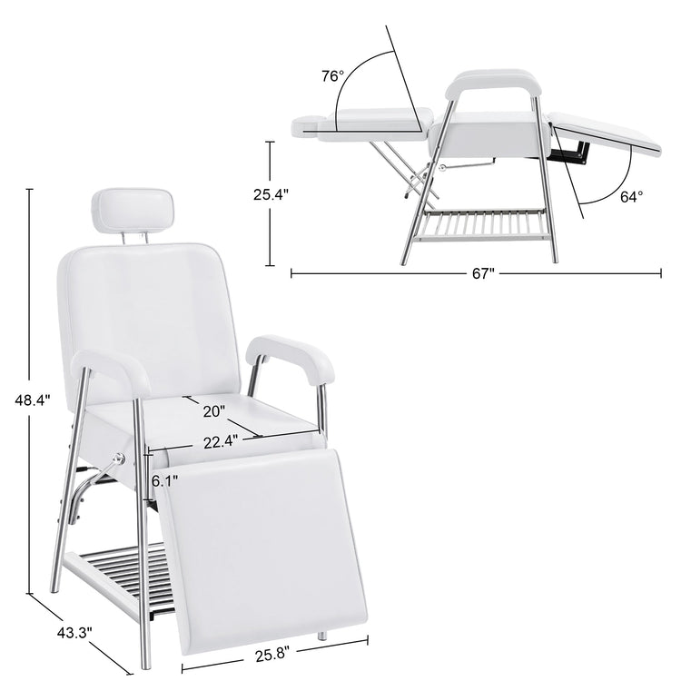Professional Tattoo Chair With Headrest Massage Bed With Storage Shelf 2767