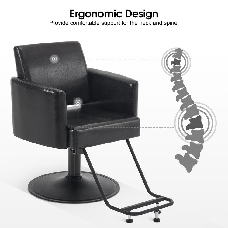 Black Salon Chair, Barber Hydraulic Styling Chair For Hair Stylist 9412