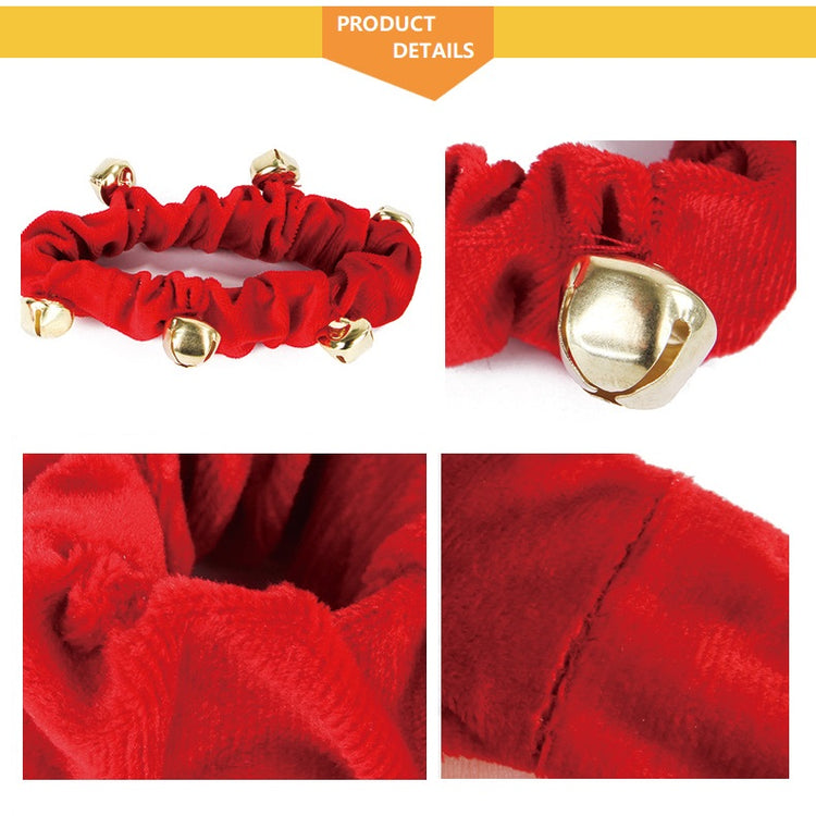 Jingle Bells Pet Red Plush Collar and Anklet Set