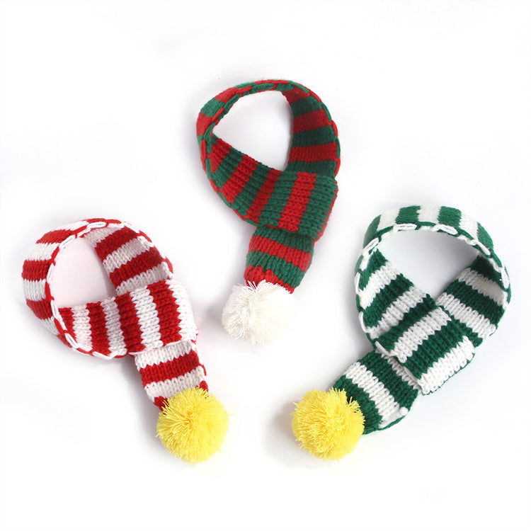 Pet Knitted Christmas Striped Scarf