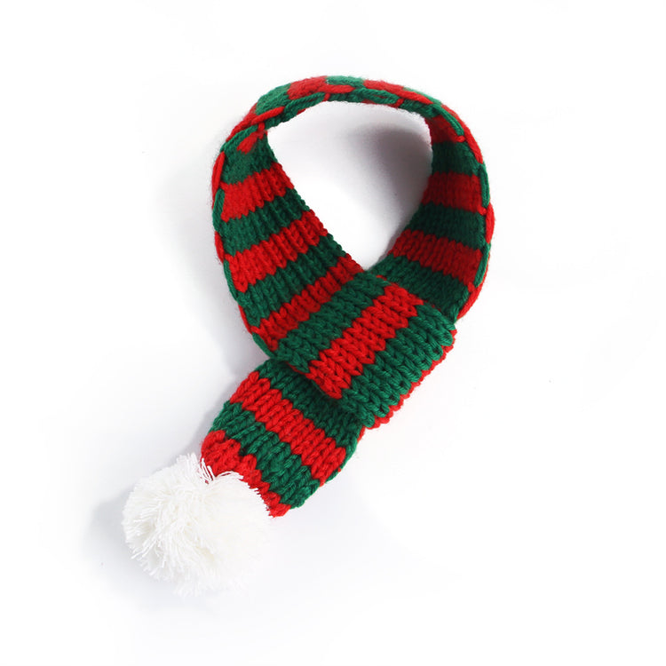 Pet Knitted Christmas Striped Scarf