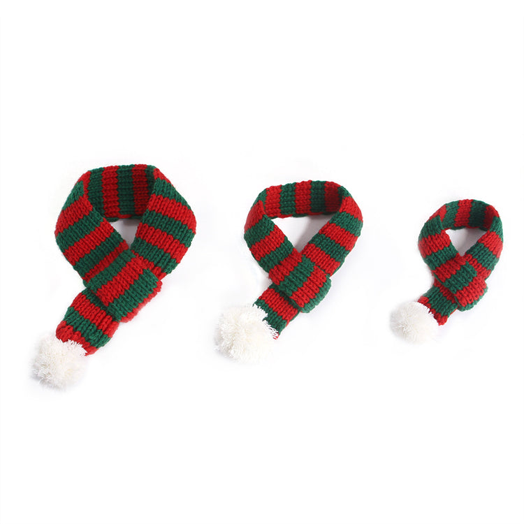 Pet Knitted Christmas Striped Scarf