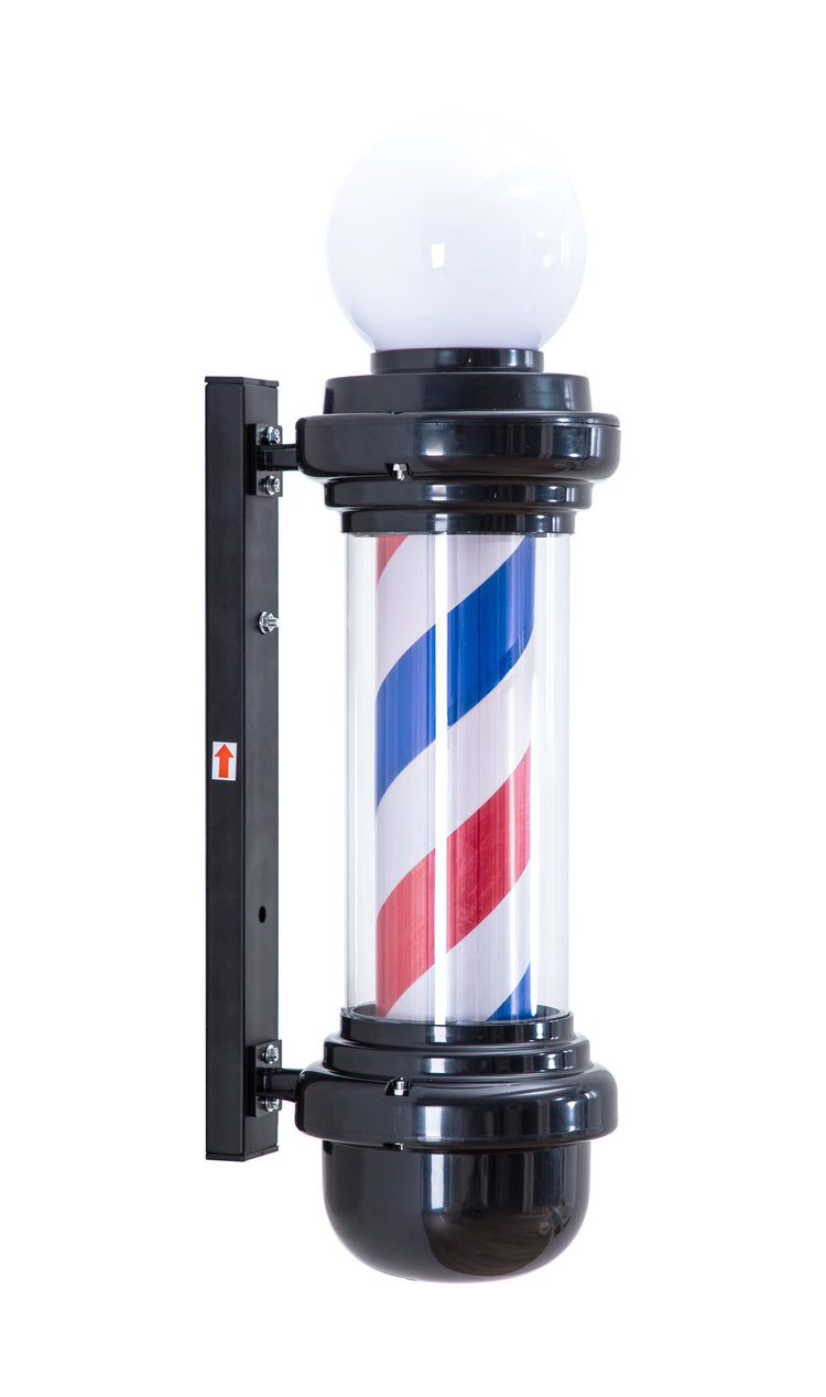 LED Barber Pole with Rotating Light - Classic Hair Salon Open Sign with Wall Mount