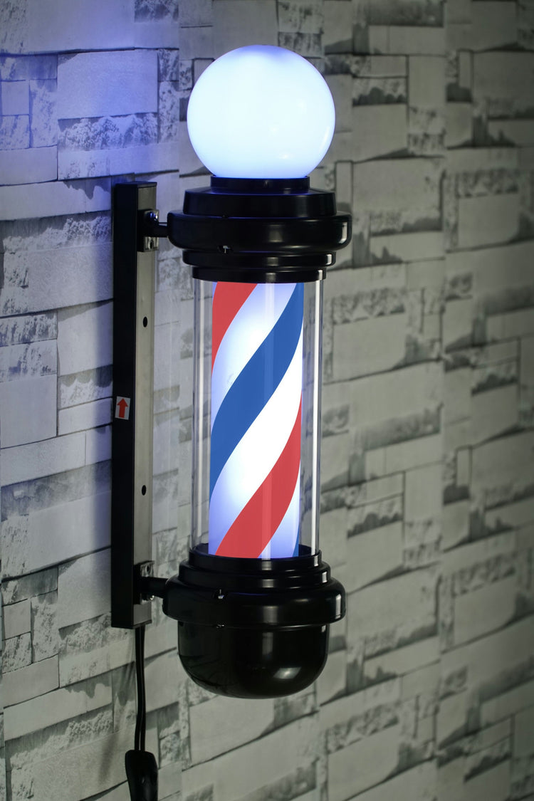 LED Barber Pole with Rotating Light - Classic Hair Salon Open Sign with Wall Mount