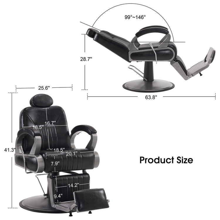All Purpose Barber Chair,Reclining Hair Stylist Salon Chair With Headrest 9502