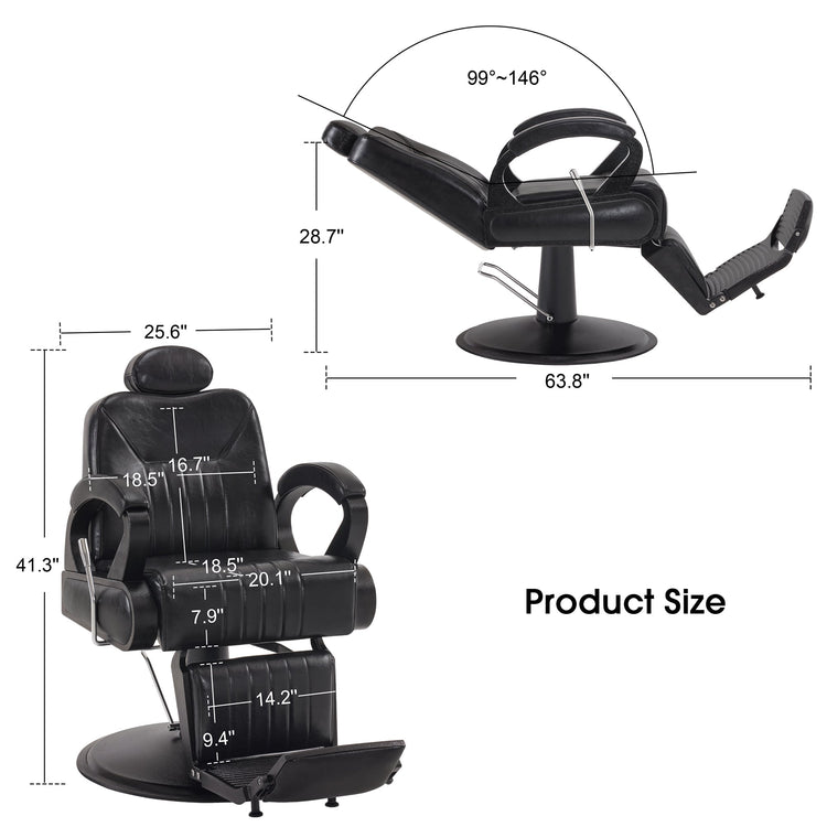 All Purpose Barber Chair,Reclining Hair Stylist Salon Chair With Headrest 9502