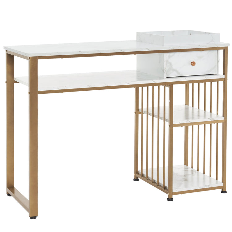 Marbling Texture Nail Table Manicure Workstation With Shelves 2408