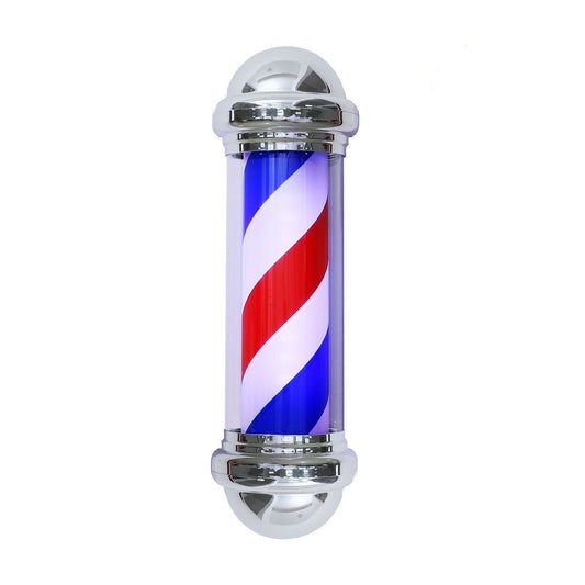 Barber Pole with Rotating LED Strips - Classic Metal Hair Salon Sign