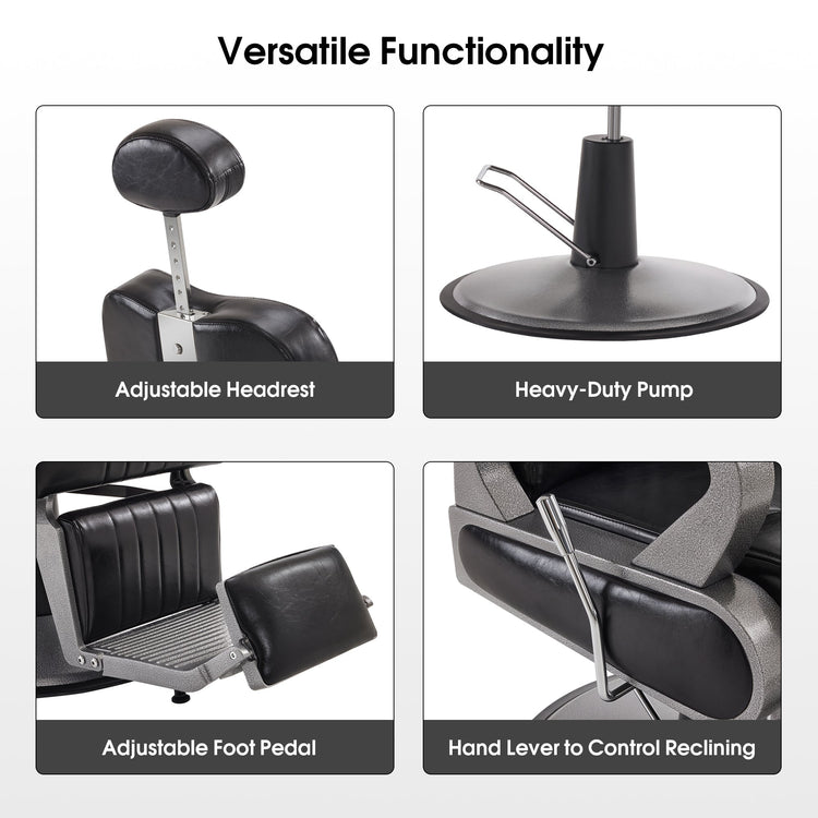 All Purpose Barber Chair,Reclining Hair Stylist Salon Chair With Headrest 9502