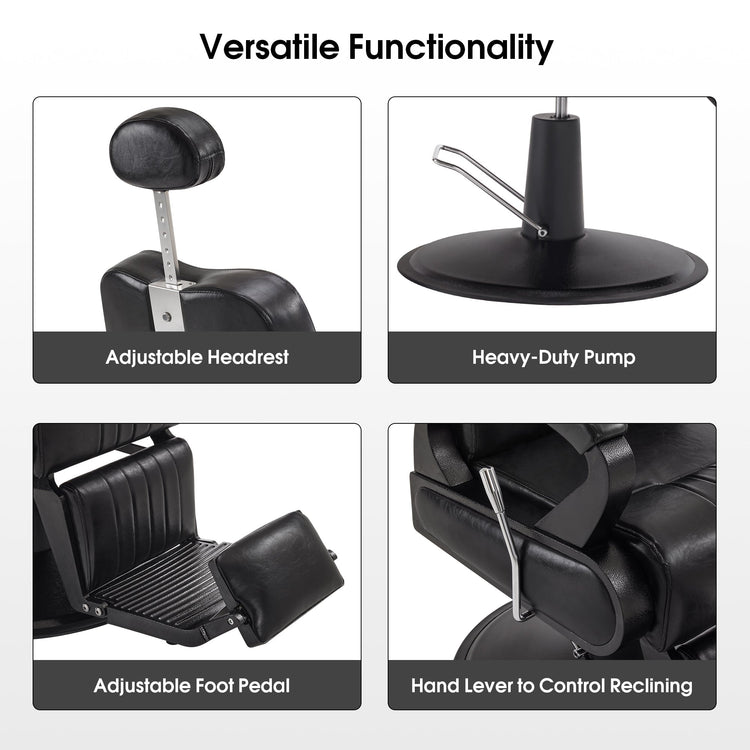 All Purpose Barber Chair,Reclining Hair Stylist Salon Chair With Headrest 9502