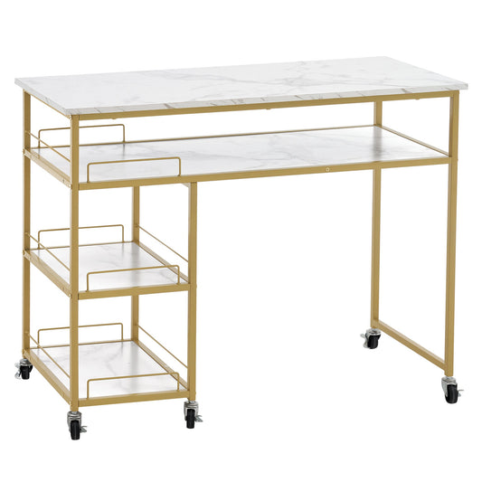 Simple Nail Table With Rolling Wheels Modern Makeup Station 2401
