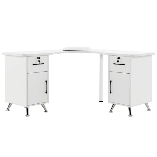 L-Shaped Nail Table Corner Manicure Desk For Home Office 2672