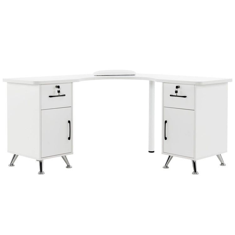 L-Shaped Nail Table Corner Manicure Desk For Home Office 2672