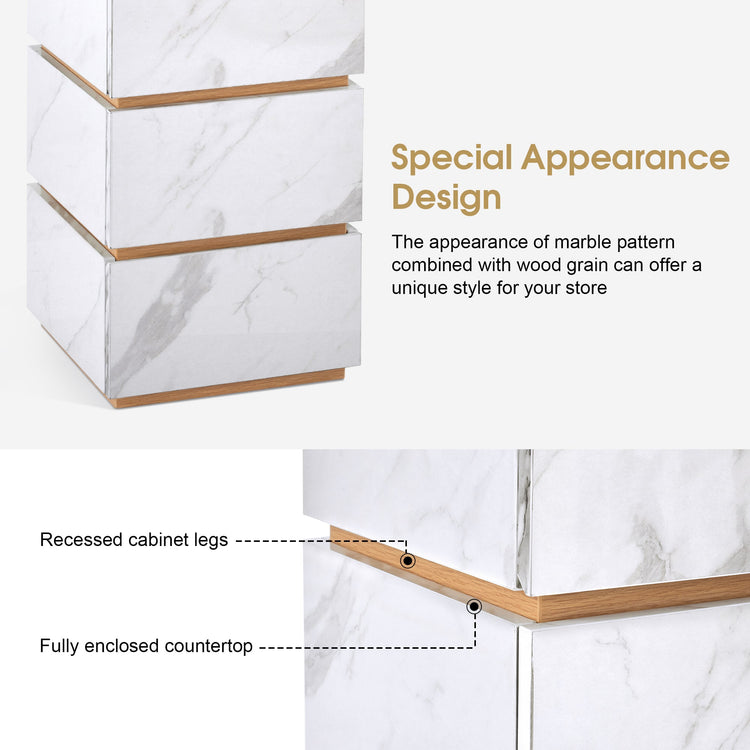 Marble Patterned Storage Salon  Barber Cabinet With 4 Drawers, Large-Capacity Station 2037