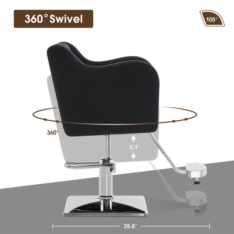 Salon Chair For Hair Stylist, Hydraulic Barber Styling Chair Brown 3802