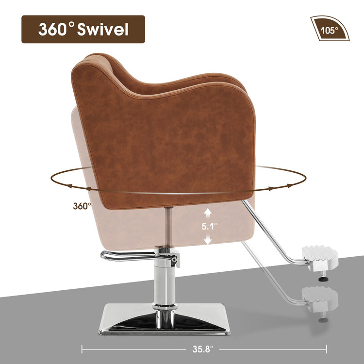 Salon Chair For Hair Stylist, Hydraulic Barber Styling Chair Brown 3802