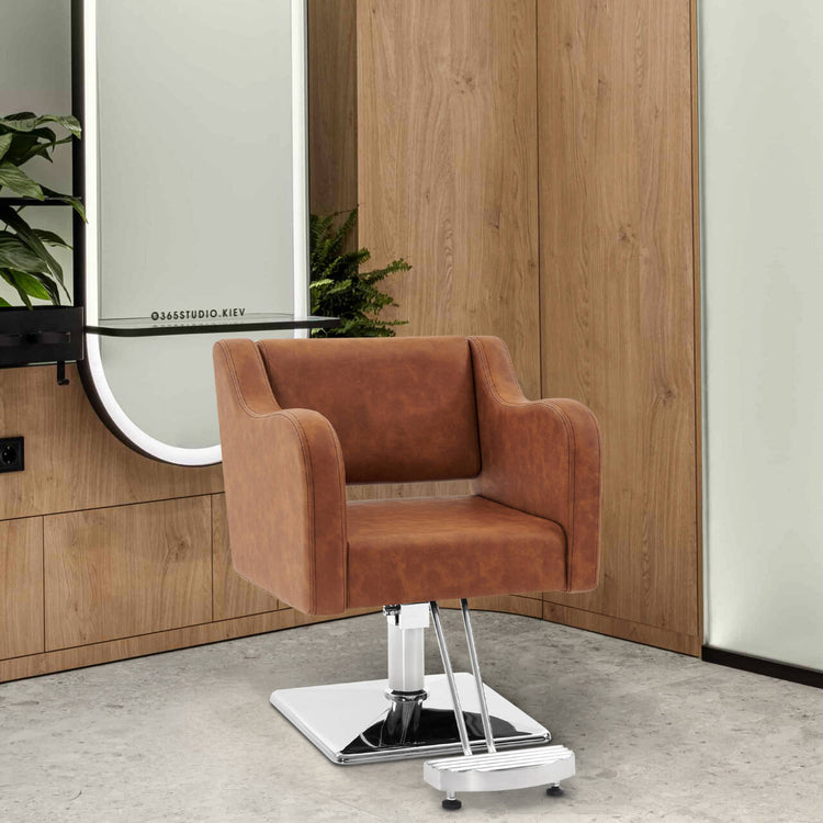 Salon Chair For Hair Stylist, Hydraulic Barber Styling Chair Brown 3802
