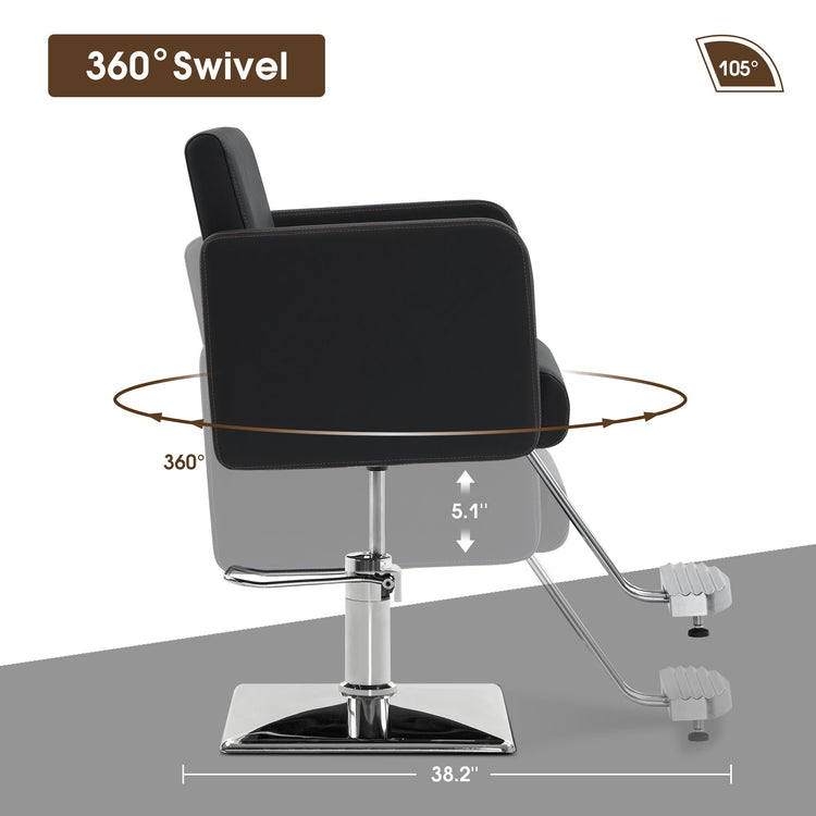 Styling Salon Chair For Hair Stylist, Black Hydraulic Barber Chair 3805