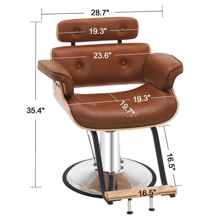 Hydraulic Salon Chair,Curved Wood Frame Hair Cutting Styling Chair 8261
