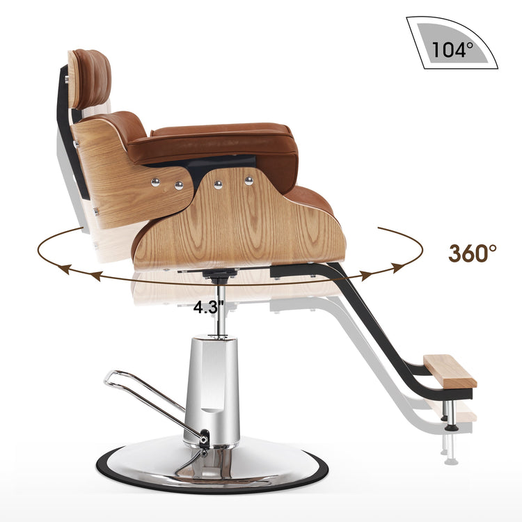 Hydraulic Salon Chair,Curved Wood Frame Hair Cutting Styling Chair 8261