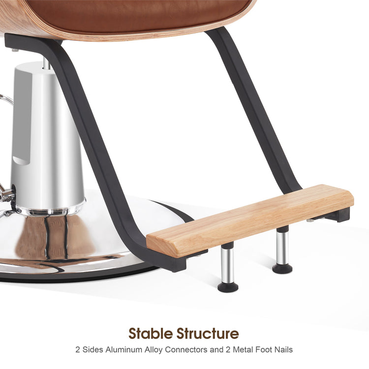 Hydraulic Salon Chair,Curved Wood Frame Hair Cutting Styling Chair 8261