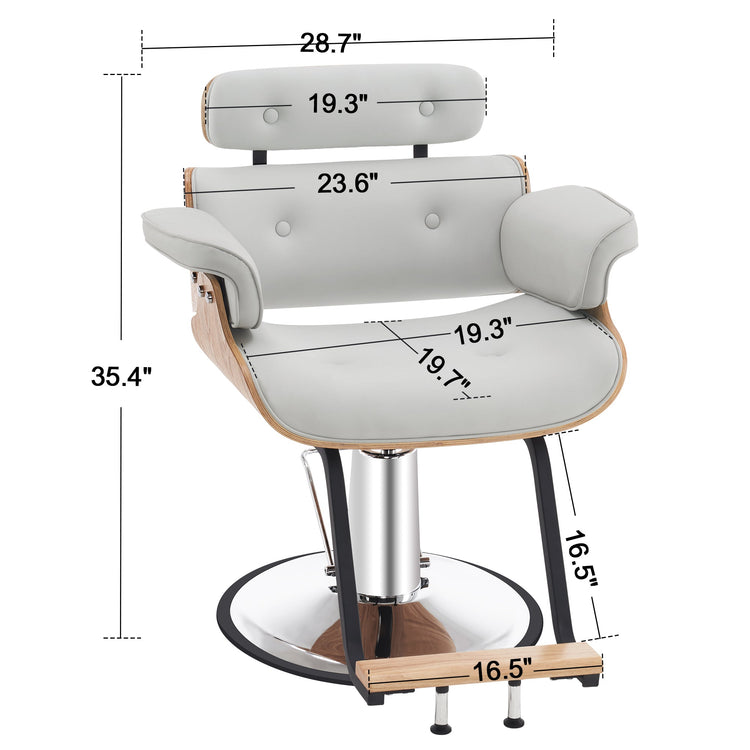 Hydraulic Salon Chair,Curved Wood Frame Hair Cutting Styling Chair 8261