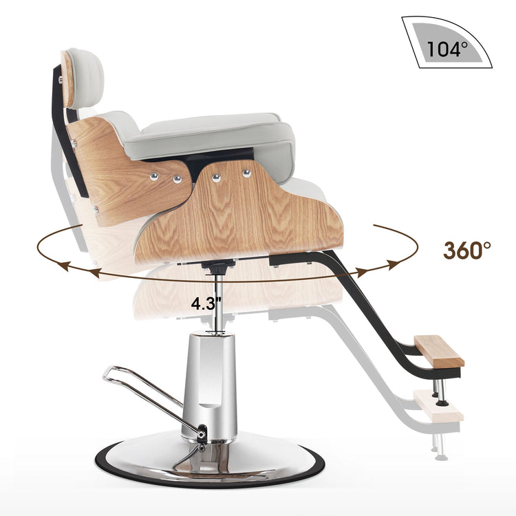 Hydraulic Salon Chair,Curved Wood Frame Hair Cutting Styling Chair 8261