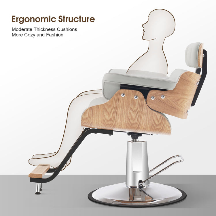 Hydraulic Salon Chair,Curved Wood Frame Hair Cutting Styling Chair 8261