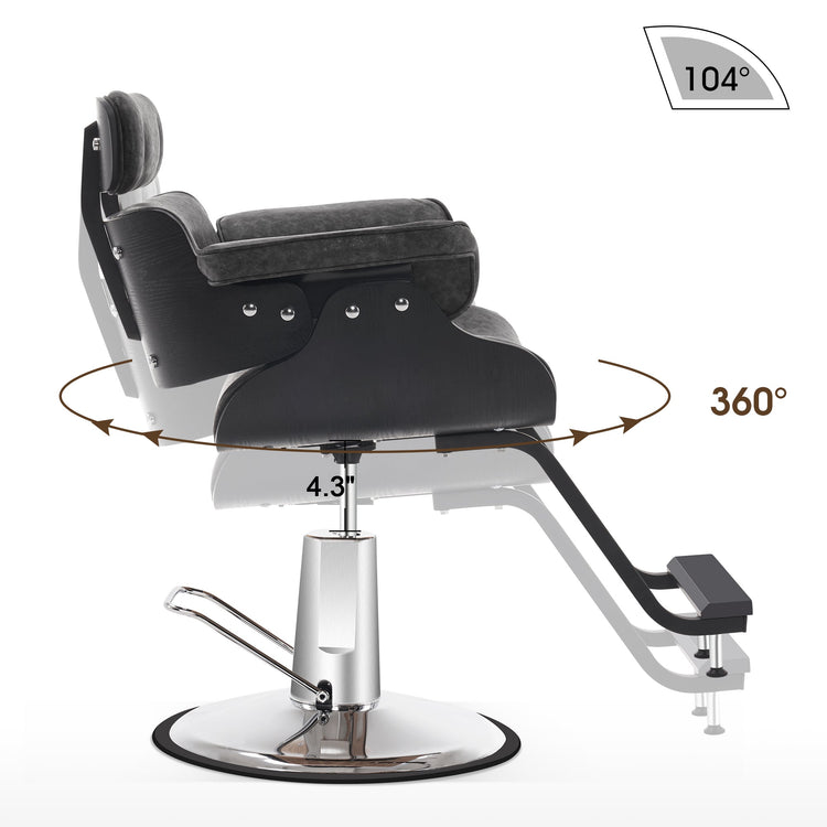 Hydraulic Salon Chair,Curved Wood Frame Hair Cutting Styling Chair 8261