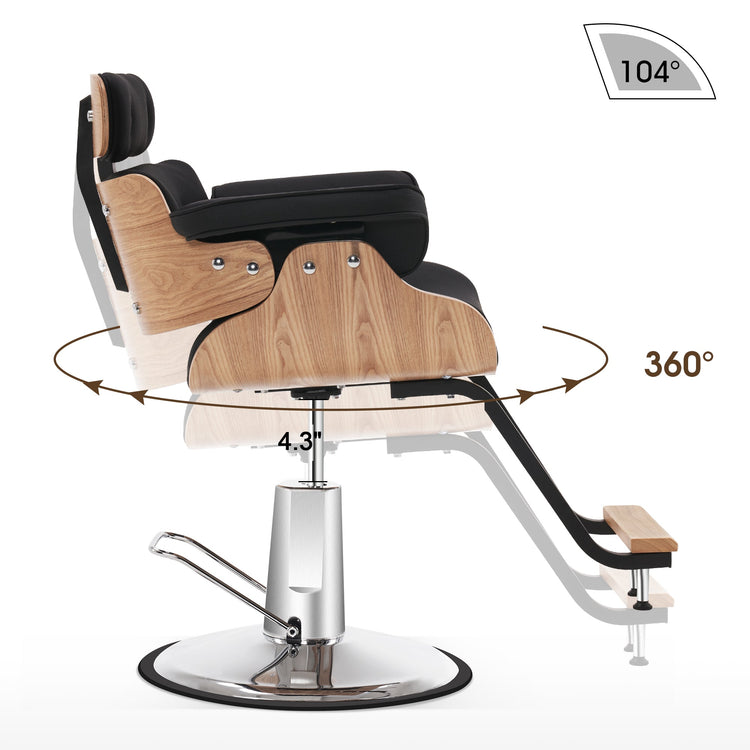 Hydraulic Salon Chair,Curved Wood Frame Hair Cutting Styling Chair 8261