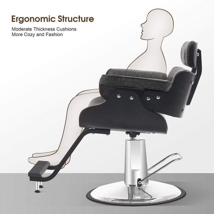 Hydraulic Salon Chair,Curved Wood Frame Hair Cutting Styling Chair 8261
