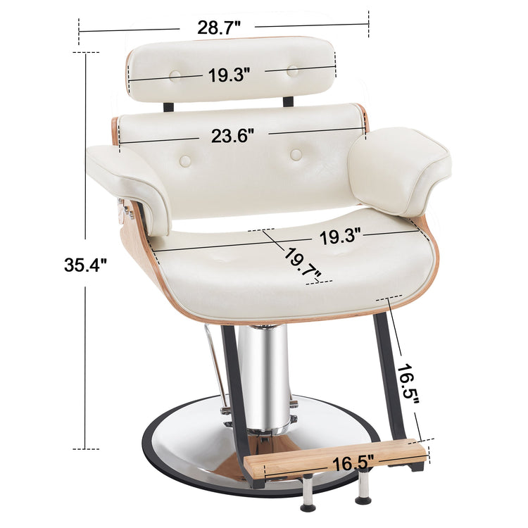 Hydraulic Salon Chair,Curved Wood Frame Hair Cutting Styling Chair 8261