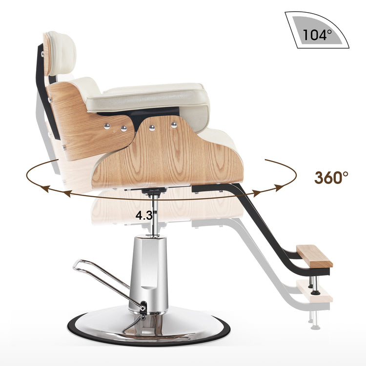 Hydraulic Salon Chair,Curved Wood Frame Hair Cutting Styling Chair 8261