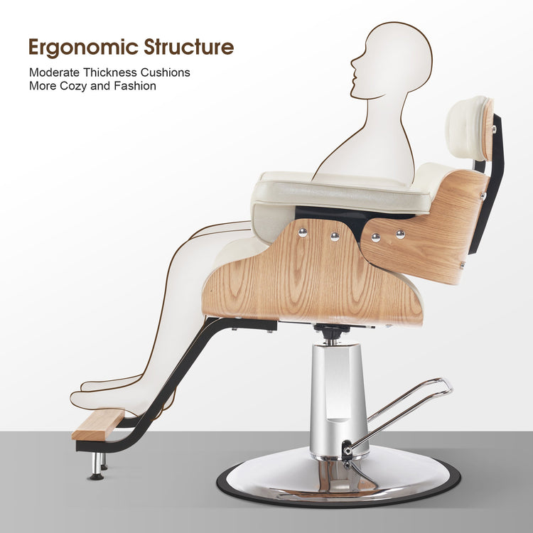 Hydraulic Salon Chair,Curved Wood Frame Hair Cutting Styling Chair 8261