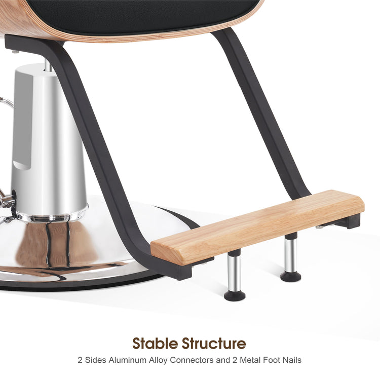 Hydraulic Salon Chair,Curved Wood Frame Hair Cutting Styling Chair 8261