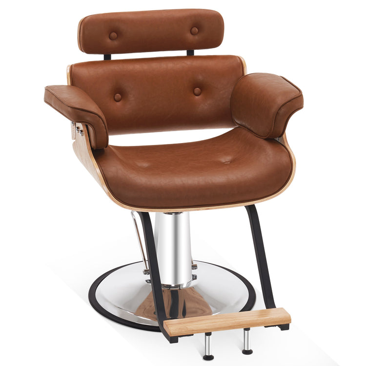Hydraulic Salon Chair,Curved Wood Frame Hair Cutting Styling Chair 8261
