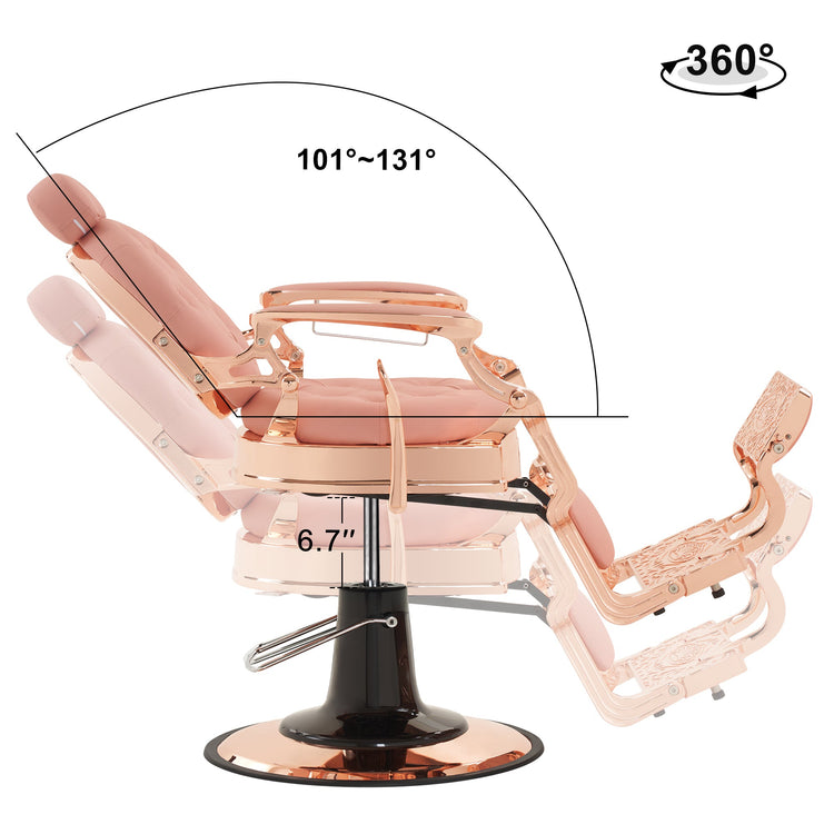 Vintage Barber Chair, Heavy Duty Metal Retro Reclining Salon Chair 8914