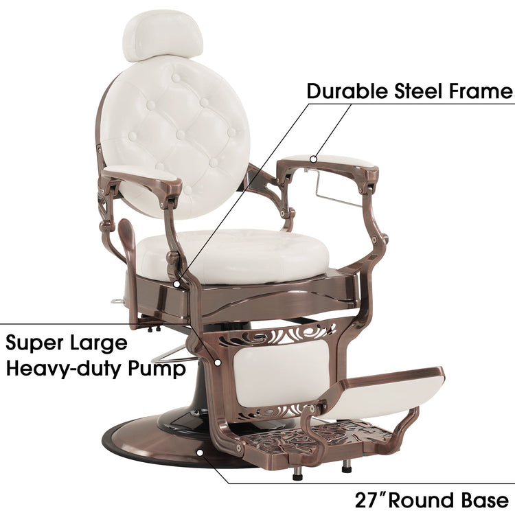 Vintage Barber Chair, Heavy Duty Metal Retro Reclining Salon Chair 8914