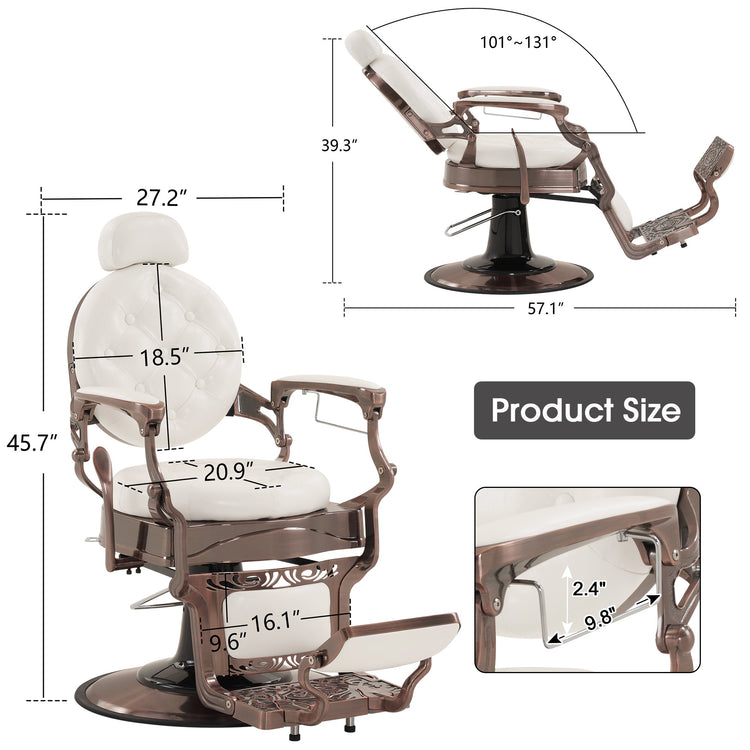Vintage Barber Chair, Heavy Duty Metal Retro Reclining Salon Chair 8914