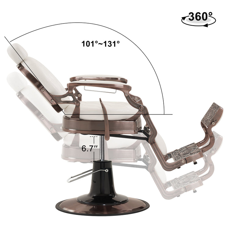 Vintage Barber Chair, Heavy Duty Metal Retro Reclining Salon Chair 8914