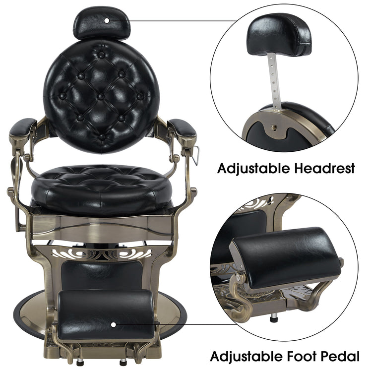 Vintage Barber Chair, Heavy Duty Metal Retro Reclining Salon Chair 8914