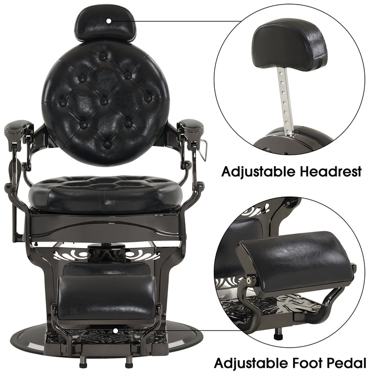 Vintage Barber Chair, Heavy Duty Metal Retro Reclining Salon Chair 8914