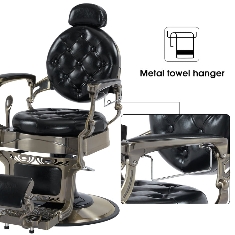 Vintage Barber Chair, Heavy Duty Metal Retro Reclining Salon Chair 8914