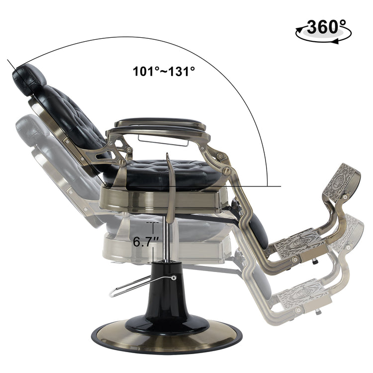 Vintage Barber Chair, Heavy Duty Metal Retro Reclining Salon Chair 8914
