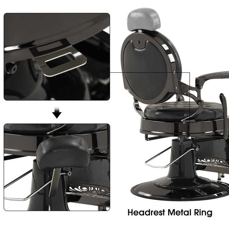 Vintage Barber Chair, Heavy Duty Metal Retro Reclining Salon Chair 8914