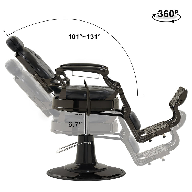 Vintage Barber Chair, Heavy Duty Metal Retro Reclining Salon Chair 8914