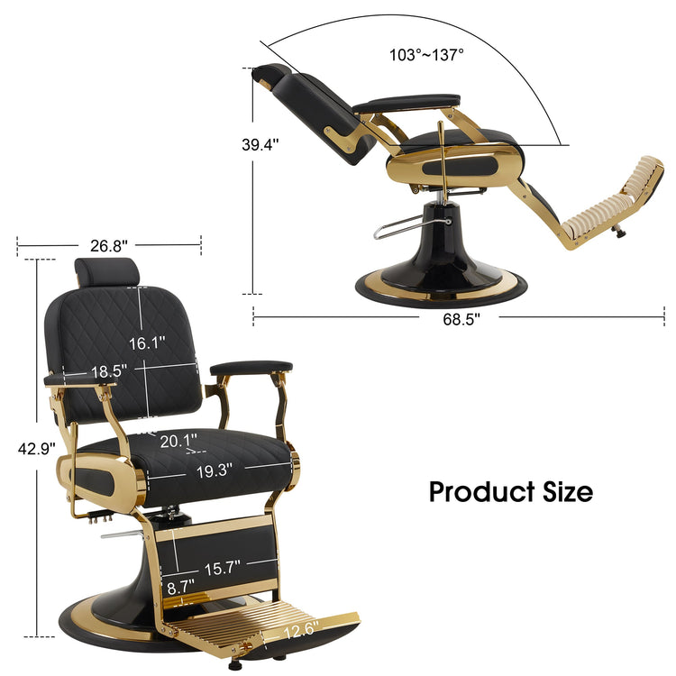 All Purpose Barber Chair With Headrest, Reclining Swivel Salon Chair 9453